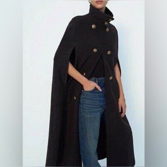 Zara limited edition wool blend Cape Coat - Picture 4 of 13